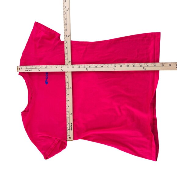 Costa Pink T-Shirt With Swirly Fish Design And Blue Logo Women's size Large - Picture 4 of 4